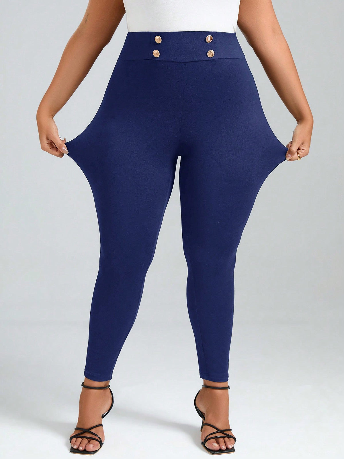 Taglie Forti Leggings dettaglio bottone