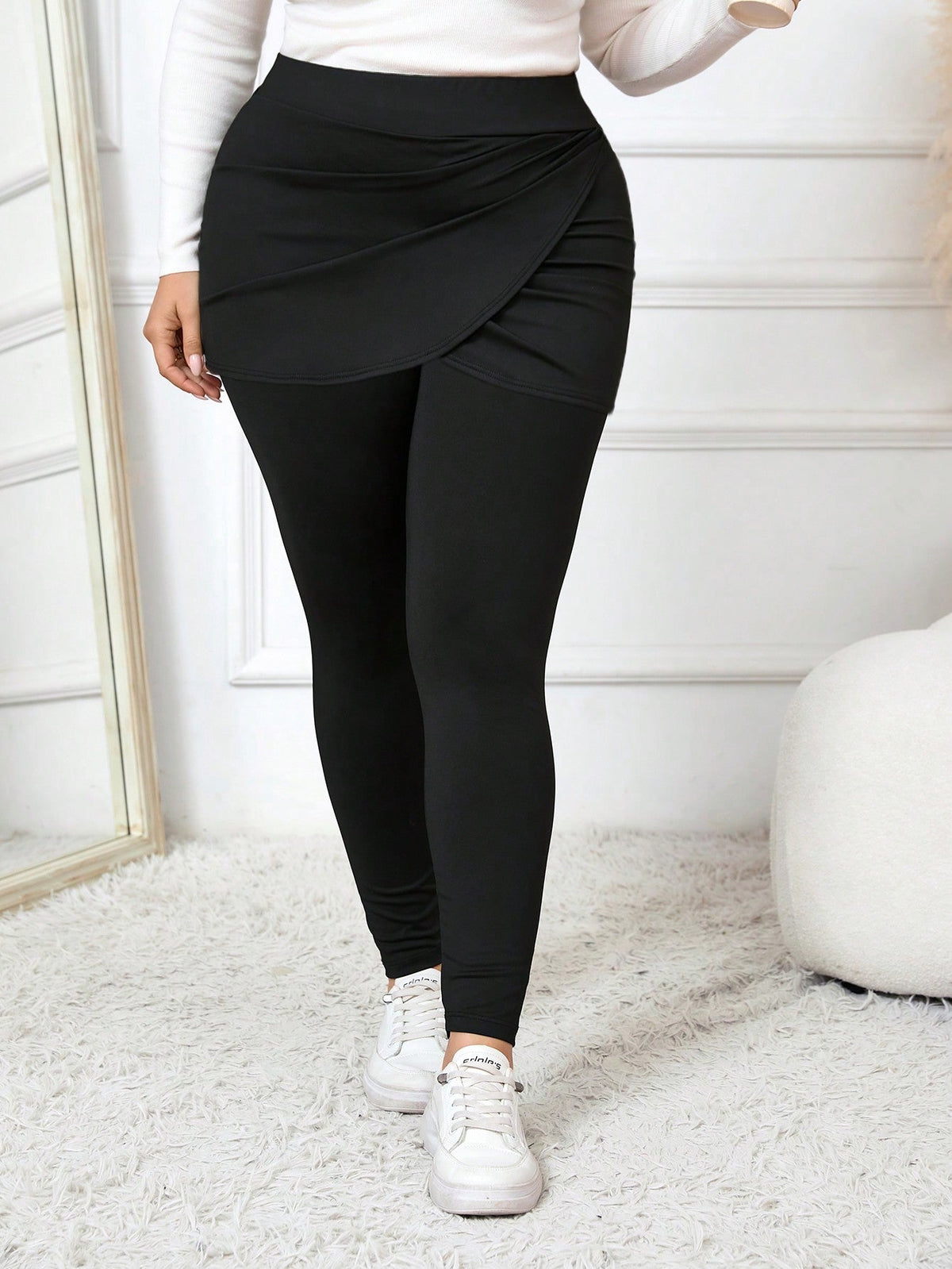 Leggings attillati da yoga per attivitˆ all'aperto, stile con arricciature, per donne taglia comoda