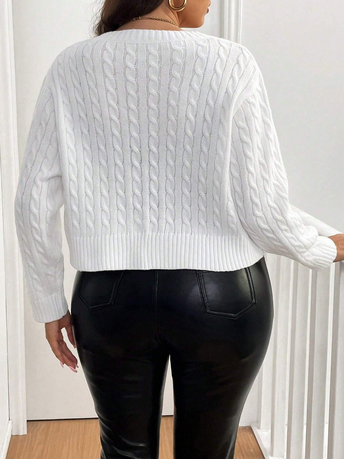 Cardigan lungo con bottoni, a tinta unita, a manica lunga, per taglie comode